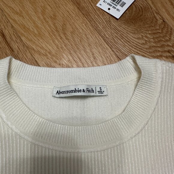 Abercrombie & Fitch Long Sleeve Ottoman Crew Top - Size Small - CREAM - Picture 2 of 6